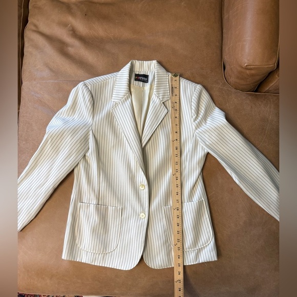 rrrruss White And Navy Striped Vintage Blazer Women’s Size 12 - Picture 3 of 10